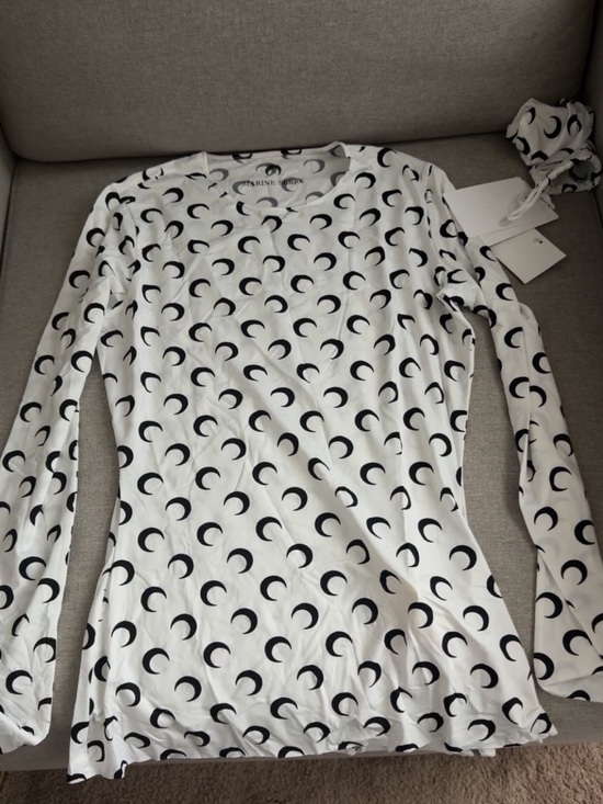 Marine Serre Tops - Marine serre Moon Print Long Sleeve Tee - White & Black